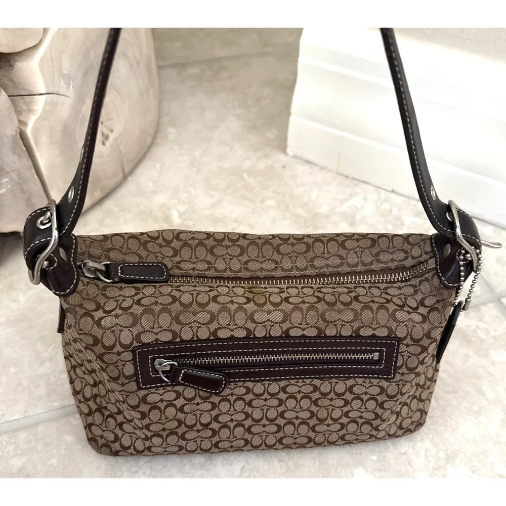 Coach MINI 6332 Vintage Demi Y2K SoHo Signature C Canvas Bag W/Leather Trim
